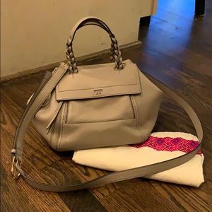 Tory Burch Small Half Moon Satchel French Grey